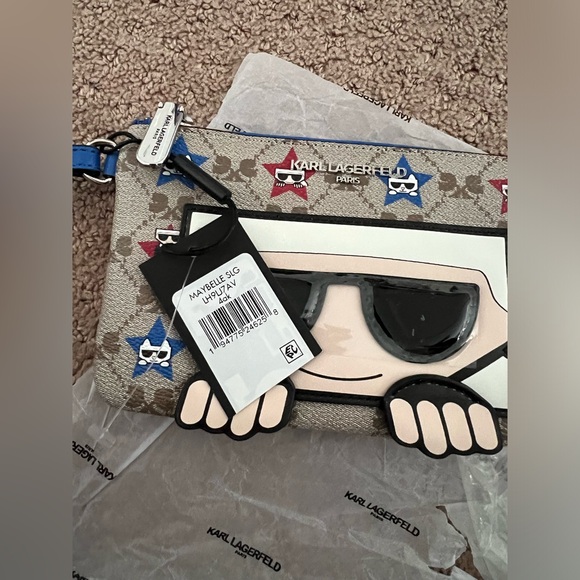 New tags NWT Karl Lagerfeld Paris Maybelle SLG Zip Wallet Wristlet Strap Gift - Picture 3 of 12